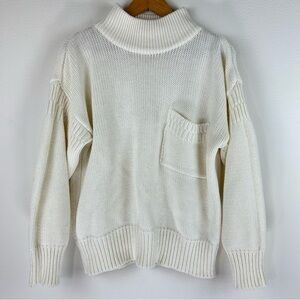 Vtg Sterling Harris Women’s Cream Knit Pocket Sweater Size L